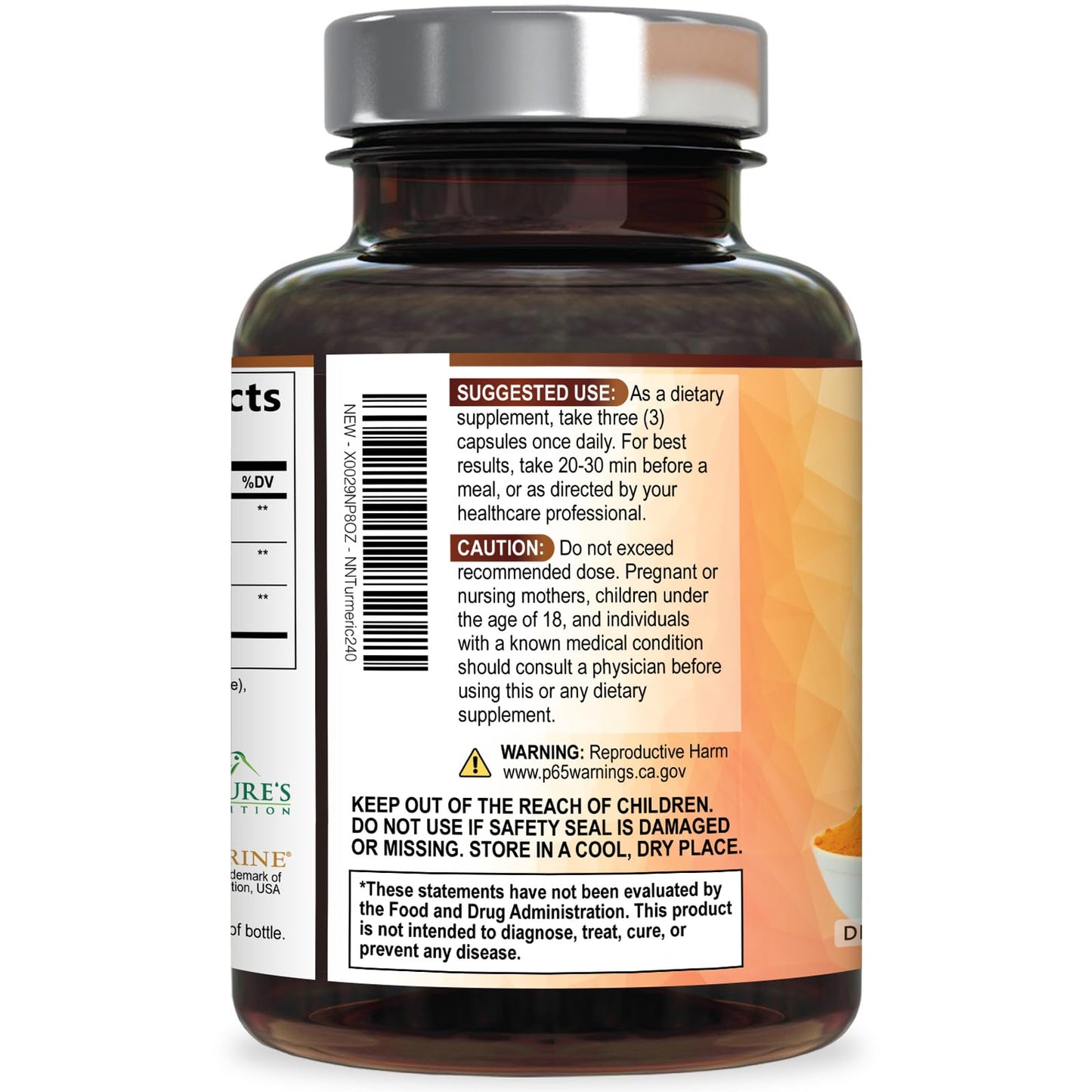 Turmeric Curcumin Supplement - 95% Curcuminoids with Organic Turmeric & BioPerine Black Pepper for Best Absorption - Daily Joint & Immune Health Support Nature's Nutrition
