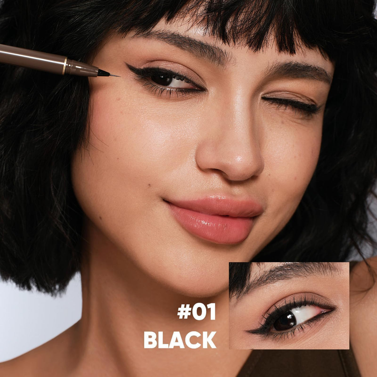 JUDYDOLL Ultra-Fine Liquid Eyeliner-Precision Tip for Wing Line, Smudge-Proof, Quick-Drying, Waterproof Eyeliner Pencil, Easy to Get Inner Corner Lined, Hooded Eyes-Friendly (#01 Black) JUDYDOLL
