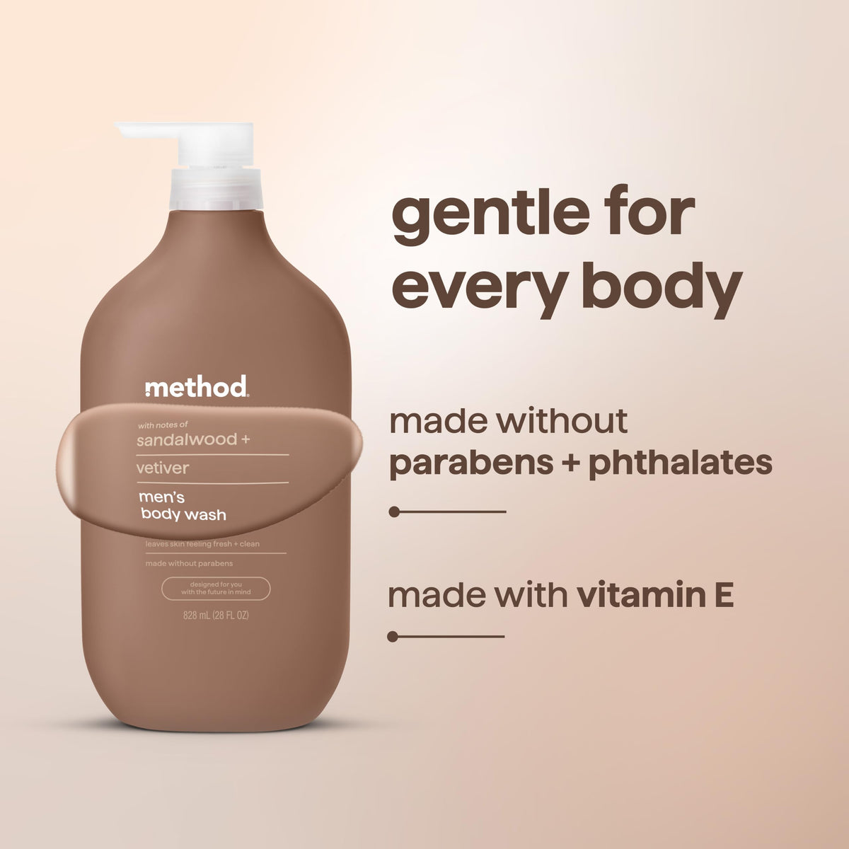 method Men’s Body Wash, Sandalwood + Vetiver, 28 fl oz Method