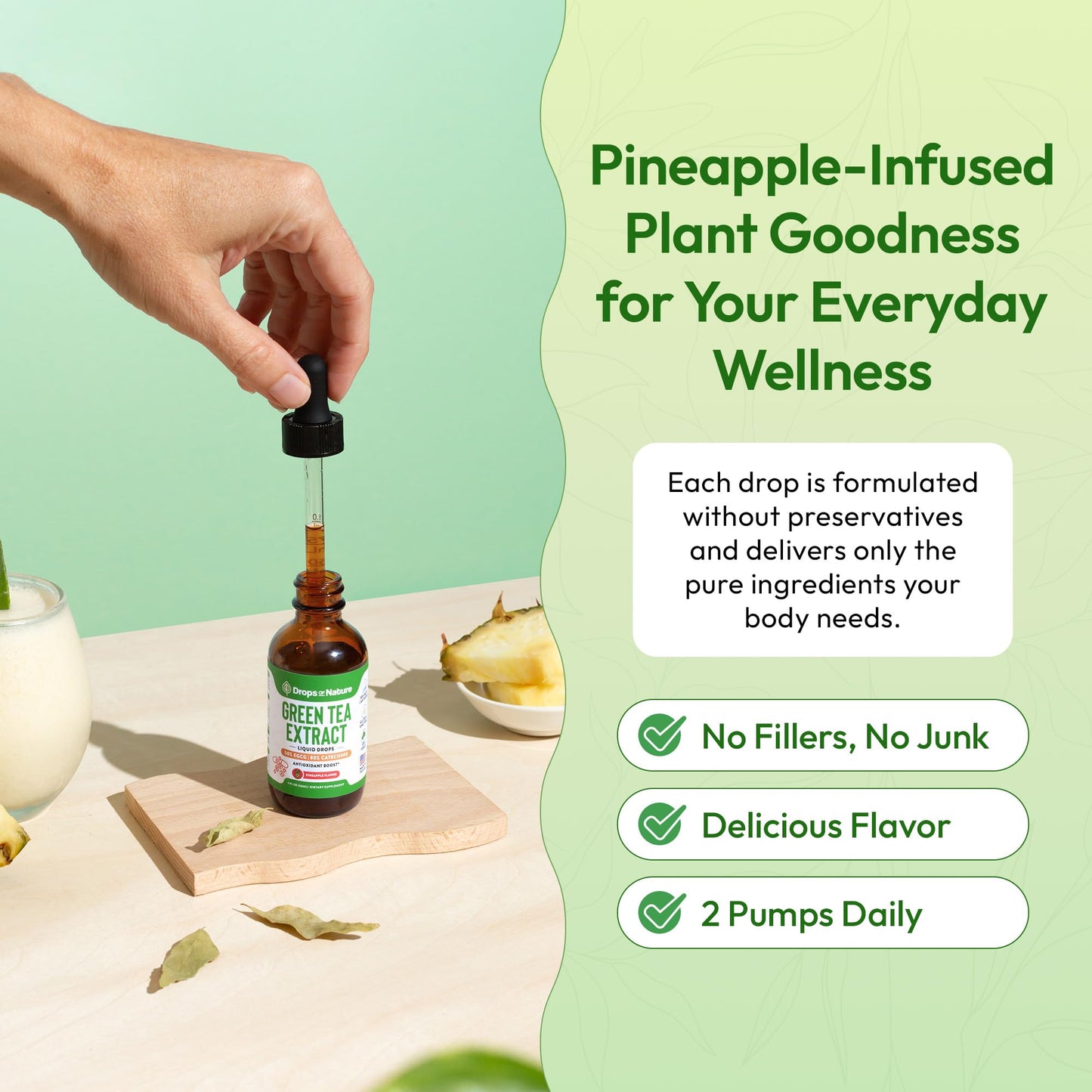 Green Tea 10:1 Extract 50% EGCG - Green Tea Liquid Drops - Vegan, 4X More Powerful Than Pills & Capsules - 2oz Antioxidant & Immune Supplement Drops Of Nature
