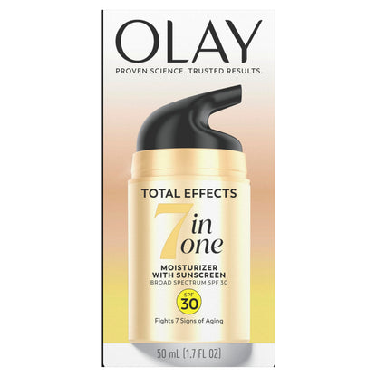 Olay Facial Moisturizing Lotion SPF 30 Total Effects for Dry Skin, 7 Benefits including Minimize Pores, Anti-Aging, 1.7 oz Olay