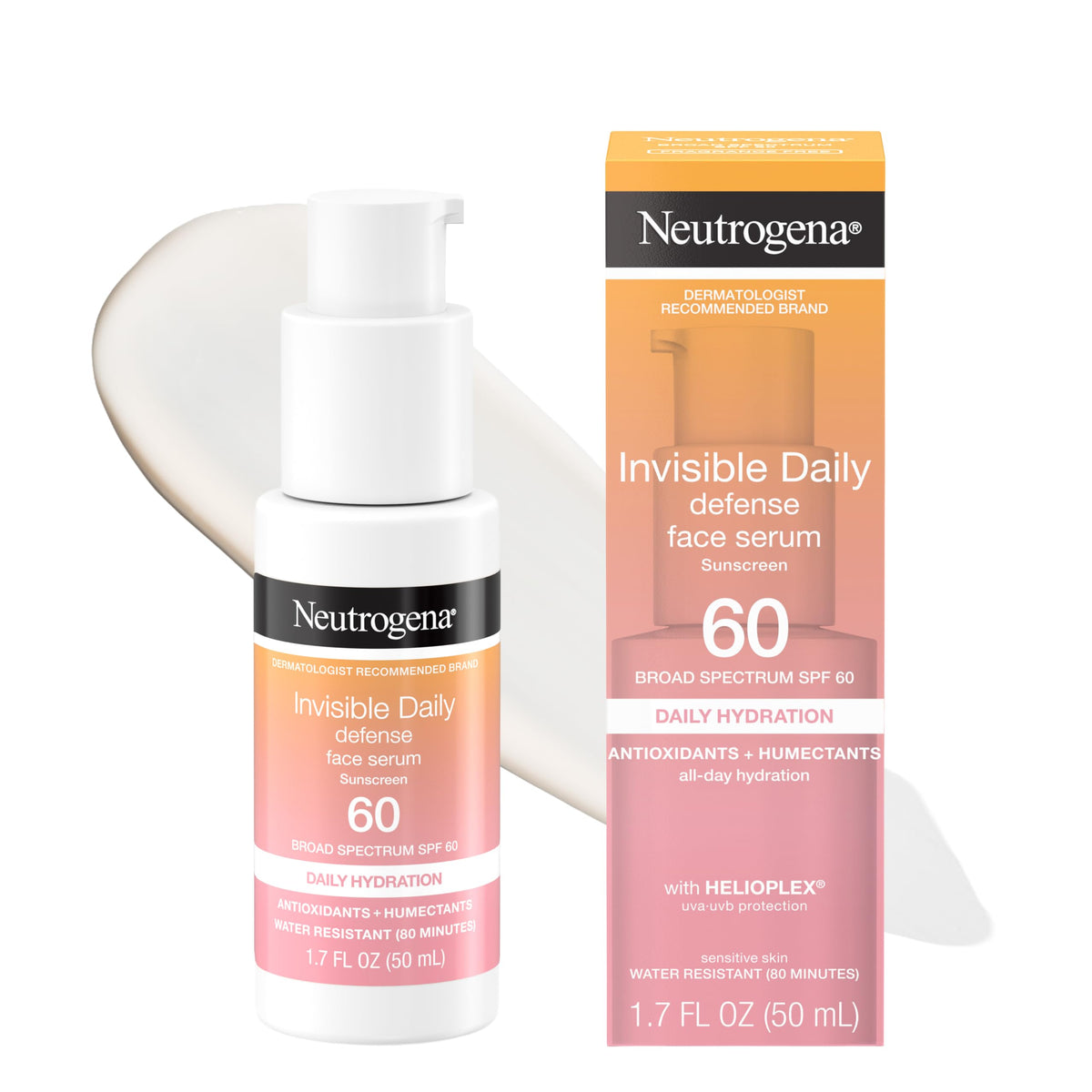 Neutrogena Invisible Defense Face Serum, SPF 60, Fragrance Free 1.7 fl. oz Neutrogena