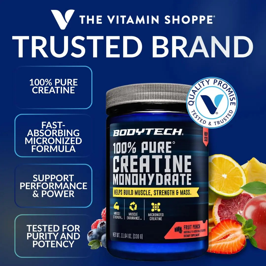 BodyTech Creatine Monohydrate Powder a Micronized a Fruit Punch (11.64 Oz./55 Servings) BodyTech