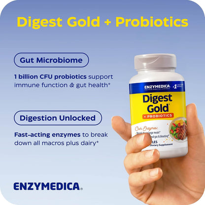 Enzymedica Digest Gold + Probiotics - Digestive Enzyme Supplement for Women & Men, Enzyme and Probiotic Capsules for Digestion, Gut Health Support, Helps Gas & Bloating, Vegetarian - 45 Caps Gsupps Australia