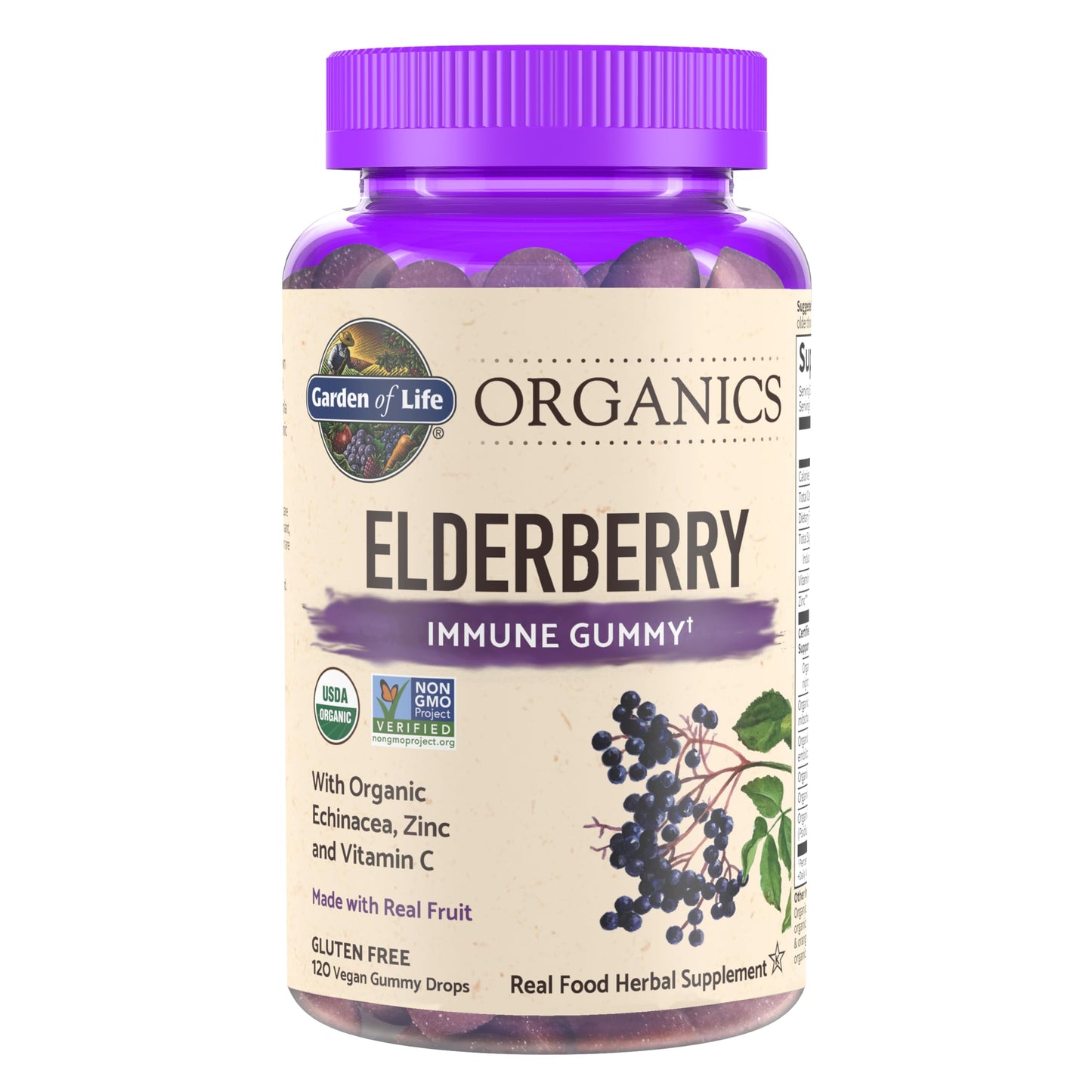 Garden of Life Organics Elderberry Gummies for Adults & Kids - Immune Support Supplement with Organic Fruit, Herbal Blend, Elderberry, Echinacea, Zinc, Garden of Life