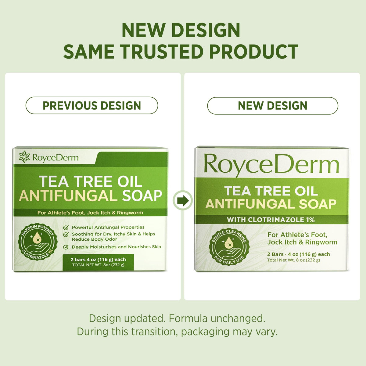 Roycederm Antifungal Bar Soap - Tea tree Oil Soap - Athlete’s Foot Treatment for Jock Itch & Ringworm - Medicated Antifungal Soap with Clotrimazole 1% - Tea Tree Oil Scent, 1 Pack Roycederm