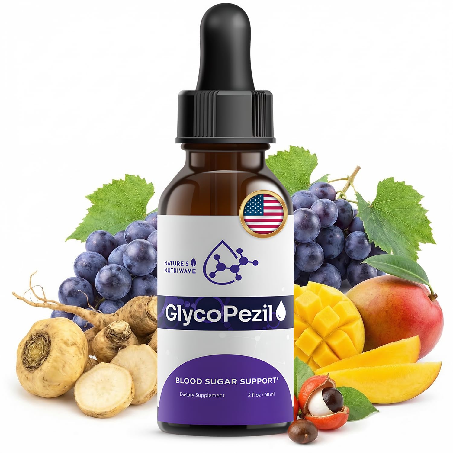 GlycoPezil – Daily Liquid Botanical Supplement with Chromium, Maca Root, Ginseng & Plant Extracts – Clean, Stimulant-Free Formula – GMP-Certifed, Non-GMO, Made in USA - 2 fl oz, 1 Month Supply Nature’s NutriWave buy australia supplements
