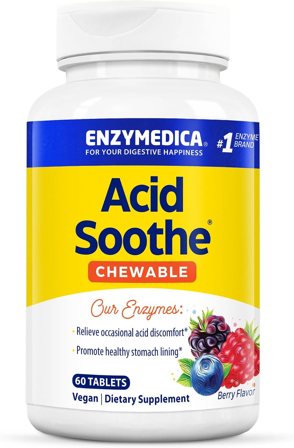 Enzymedica Acid Soothe Chewable Supplement for Women & Men - 60 Tablets Gsupps Australia