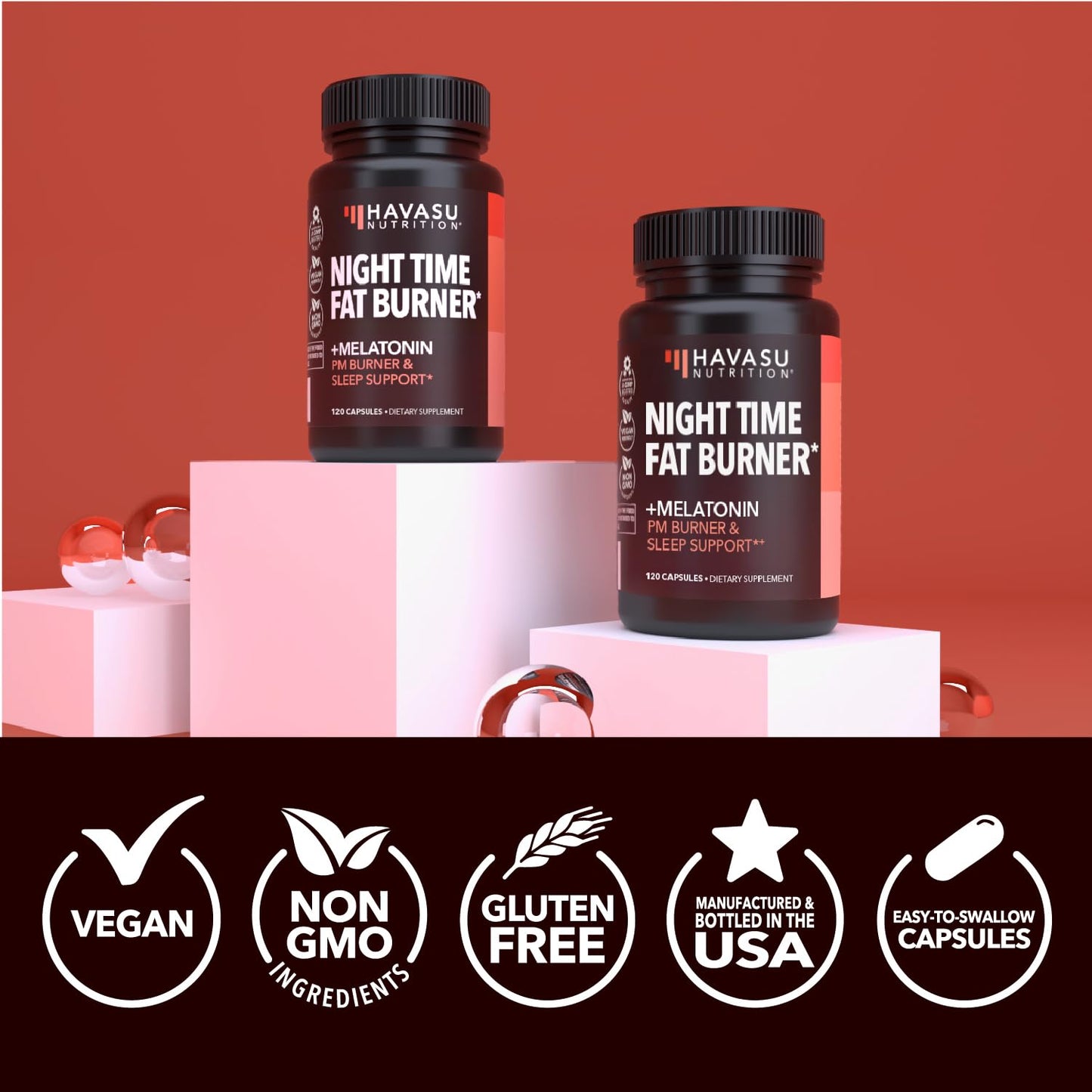 Night Time Fat Burner for Weight Loss Support for Men and Women, 60 Count | Appetite Suppressant and Overnight Metabolism Booster with Melatonin for Sleep Support, Vegan, Gluten Free, 60 Servings Gsupps Australia