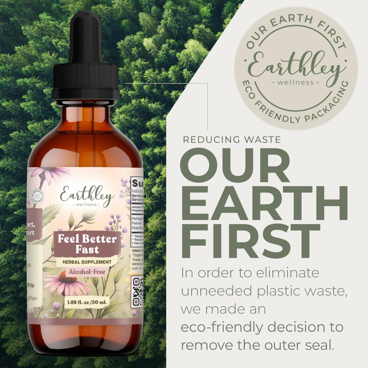 Earthley Wellness Feel Better Fast, All-Natural Relief for Minor Ailments, Organic Herbal Formula, Supports Immune & Digestive Health, Echinacea Root and More Earthley Wellness