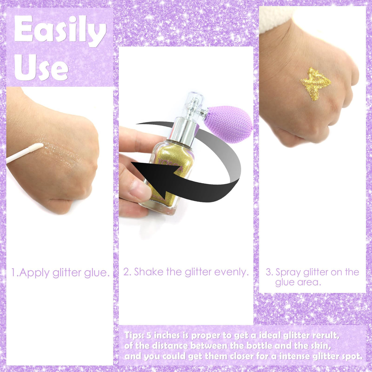 Yosca Body Glitter Spray, 30ML Body Shimmer Powder Hair Spray Fine Glitter Yosca