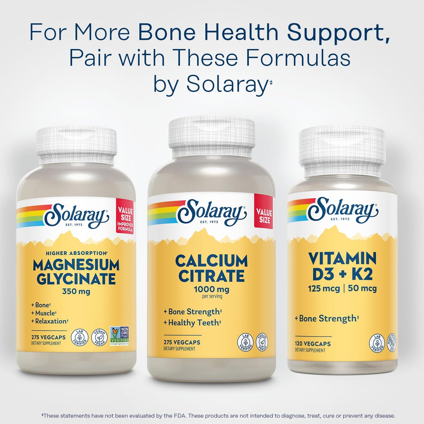 Solaray Calcium Citrate 1000mg - Chelated Calcium Supplement - Supports Bone Strength and Healthy Teeth - Easy to Digest SOLARAY