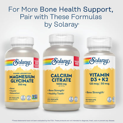 Solaray Calcium Citrate 1000mg - Chelated Calcium Supplement - Supports Bone Strength and Healthy Teeth - Easy to Digest SOLARAY