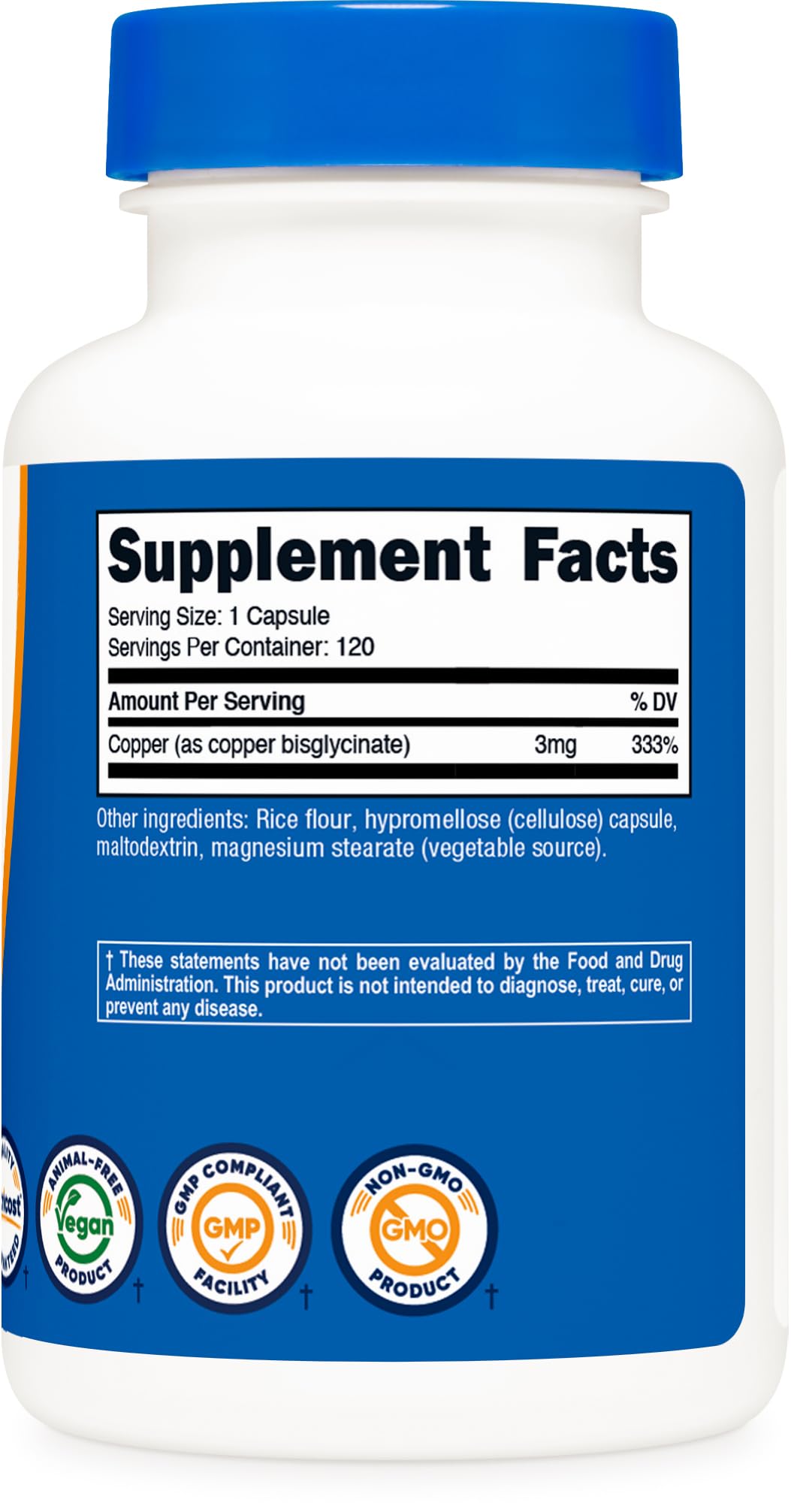 Nutricost Copper Glycinate Capsules (120 Capsules, 3MG Copper per Serving) - Non GMO, Vegan Nutricost