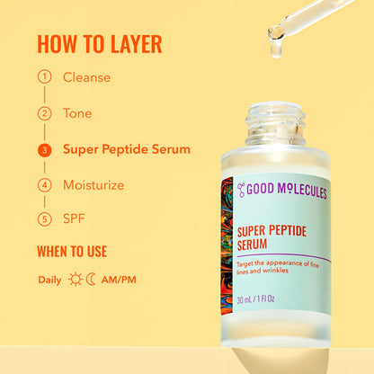 Good Molecules Super Peptide Serum - Anti-aging Facial Serum with Peptides and Copper Tripeptides to Plump and Firm - Water-Based Skincare for Face Good Molecules