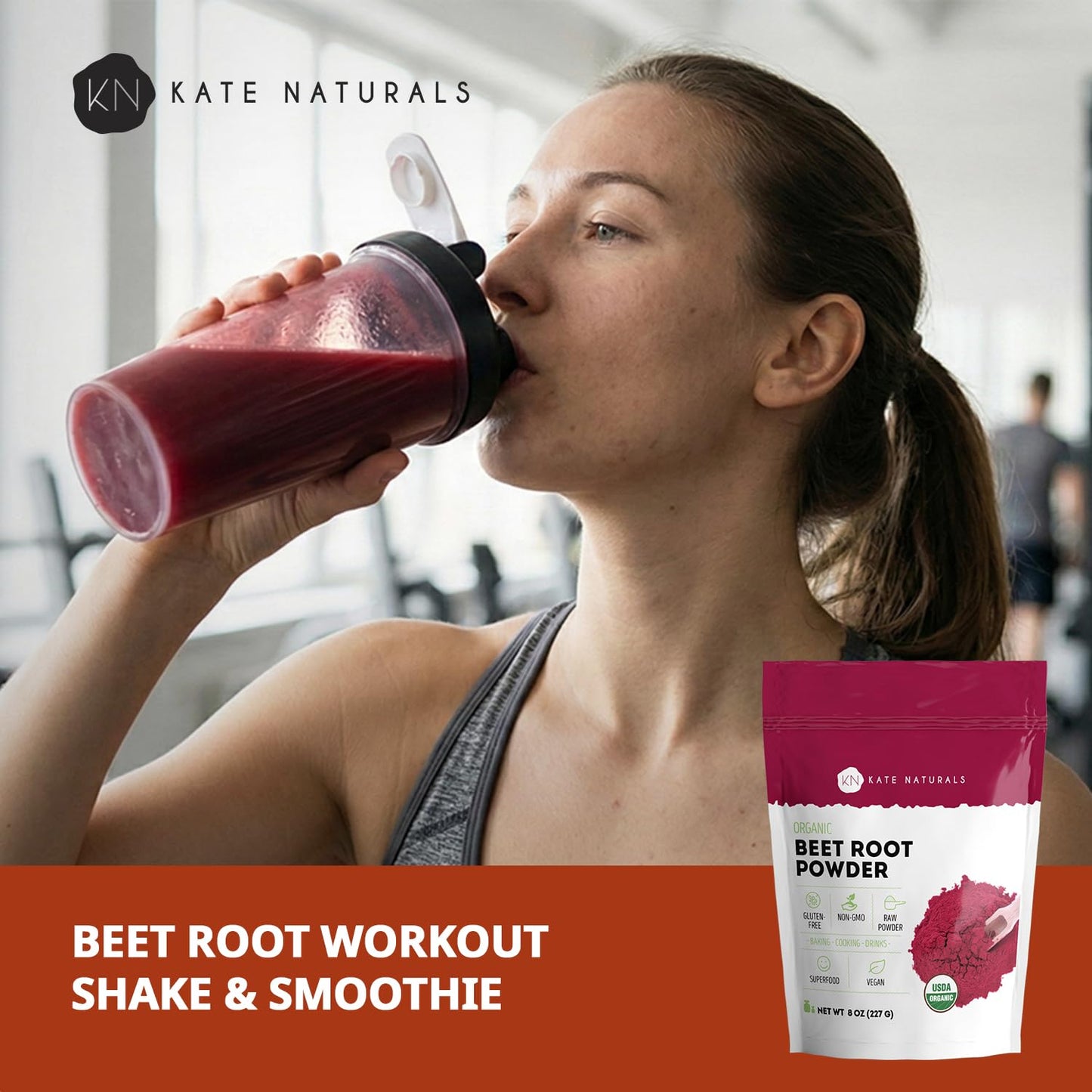 Kate Naturals Organic Beet Root Powder for Smoothies, Baking & Juice. Raw Beetroot Superfood & Natural Red Food Coloring Kate Naturals