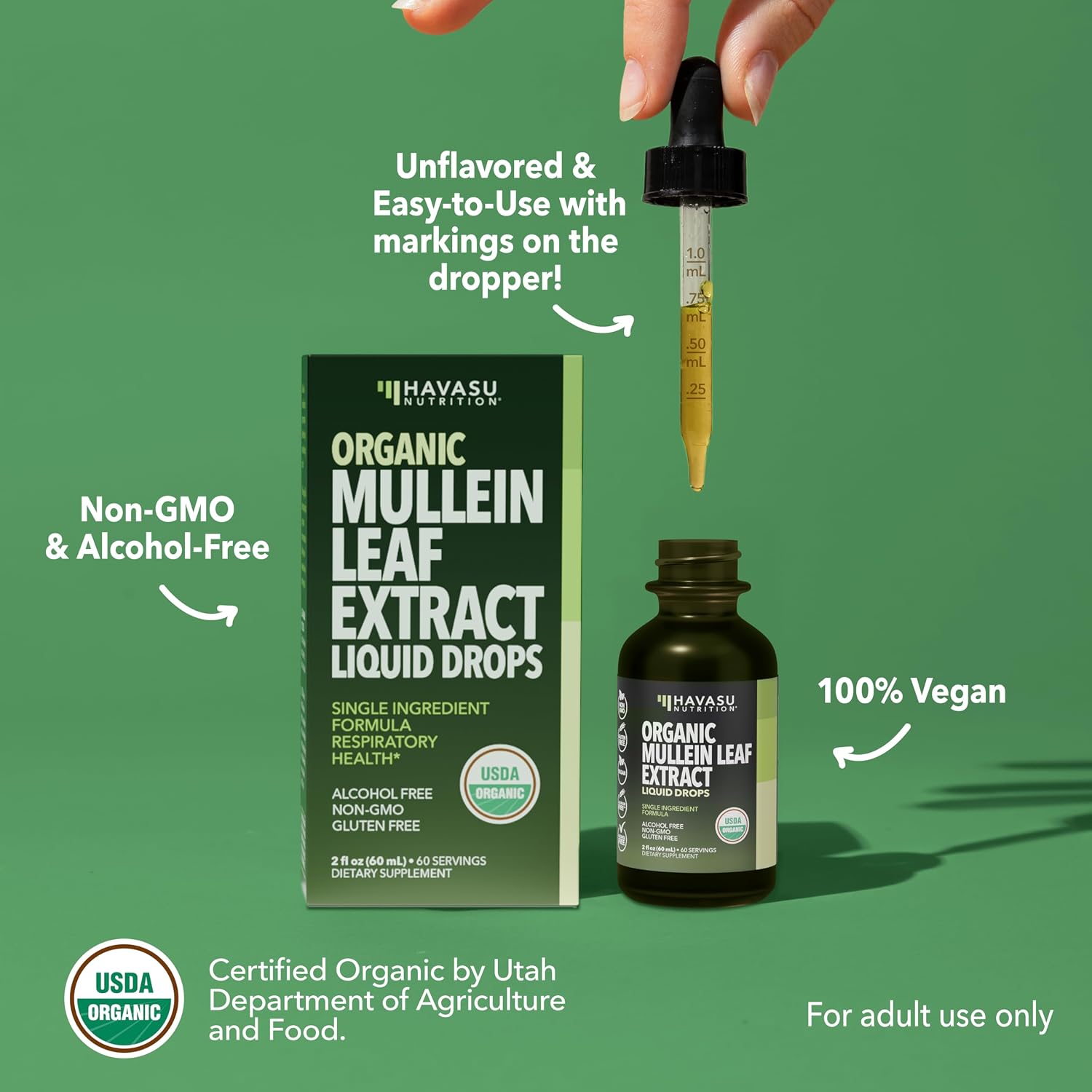 Mullein Drops for Lungs, USDA Organic Mullein Leaf Extract, 2 Fl Oz | Respiratory Health and Lung Support Supplement, 2 Fl Oz, Vegan, Non-GMO, and Alcohol Free, Herbal Tincture, 60 Servings Gsupps Australia