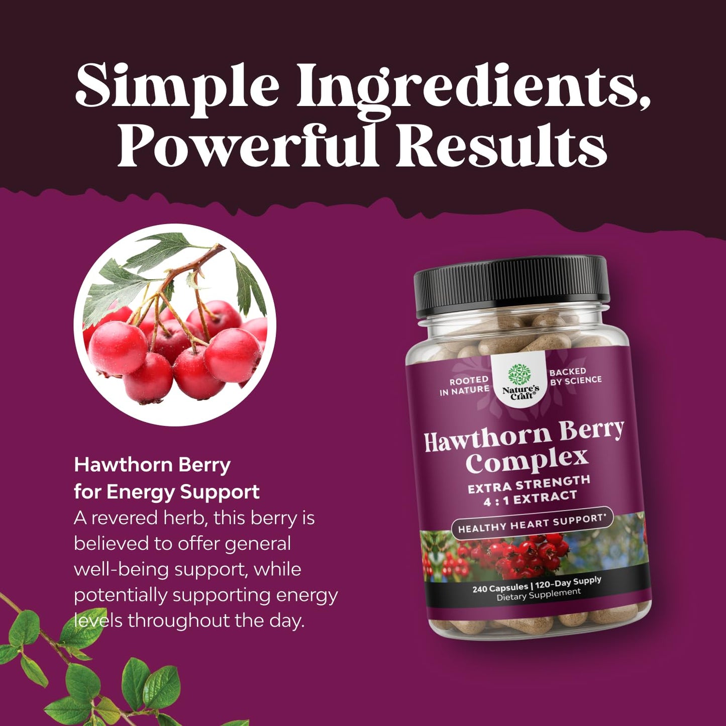 High Strength Hawthorn Berry Capsules - Pure Antioxidant Hawthorn Berry Supplement with Leaf & Flower Extract 4:1 for Healthy Heart & Digestion - Energy Support for Men & Women - 120 Count Pack Gsupps Australia