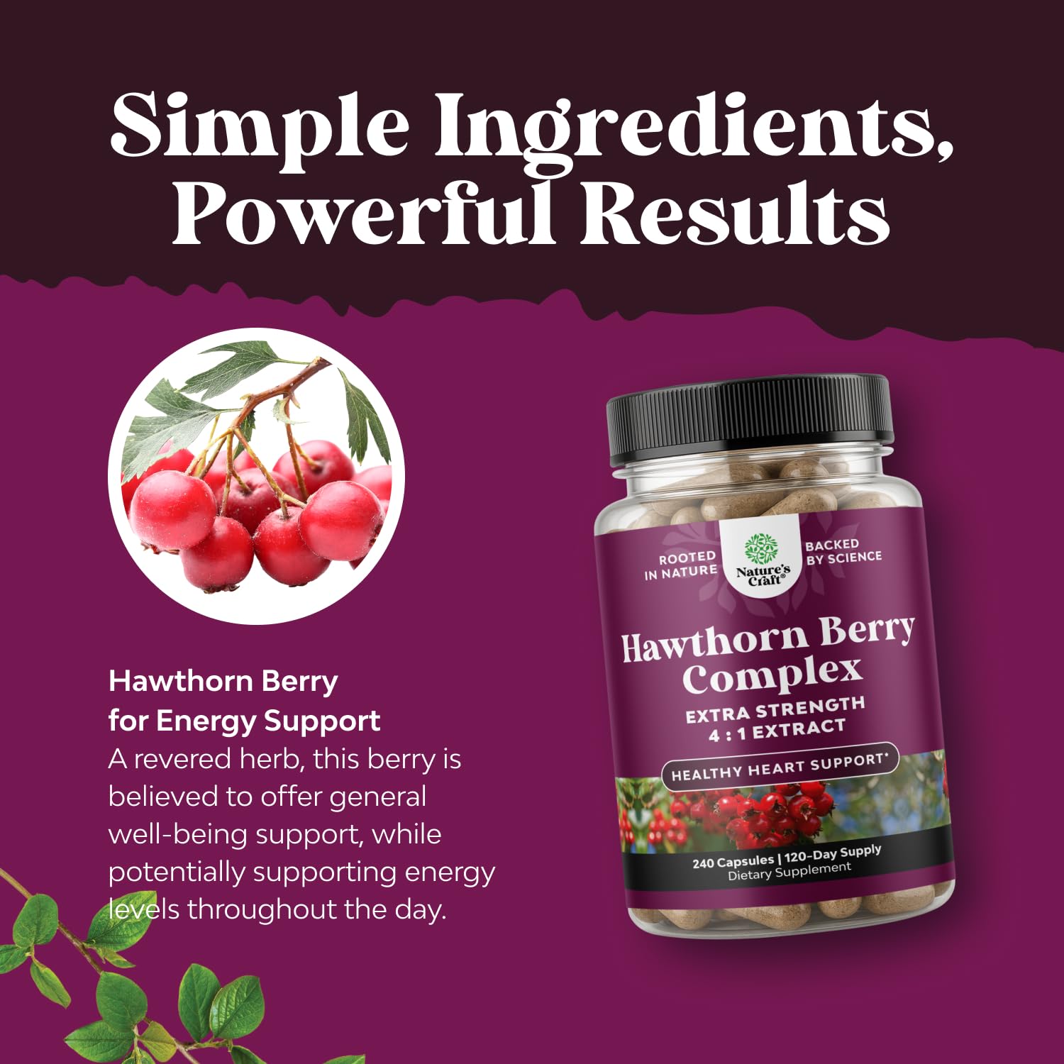High Strength Hawthorn Berry Capsules - Pure Antioxidant Hawthorn Berry Supplement with Leaf & Flower Extract 4:1 for Healthy Heart & Digestion - Energy Support for Men & Women - 120 Count Pack Gsupps Australia
