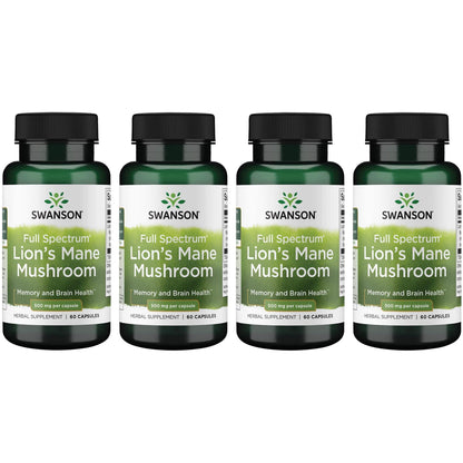 Swanson Lion's Mane Mushroom Capsules - 500 mg Each, 60 Capsules -