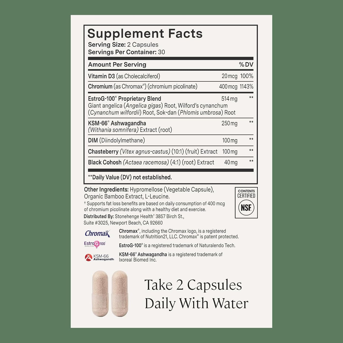 Stonehenge Health for Women Menopause Support for Peri + Menopause + Post - Mood, Energy, Stress, Hot Flashes, Night Sweats, Sleep & Cortisol, Chromax Chromium, Vitamin D3, KSM-66 Ashwagandha (3 Pack)