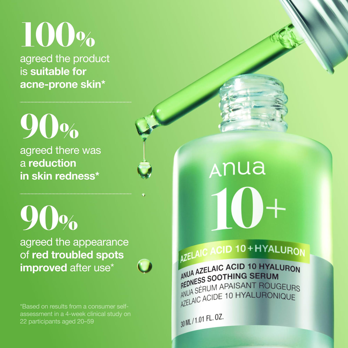Anua Azelaic Acid 10 Hyaluron Redness Soothing Serum, 1.01 fl oz ANUA