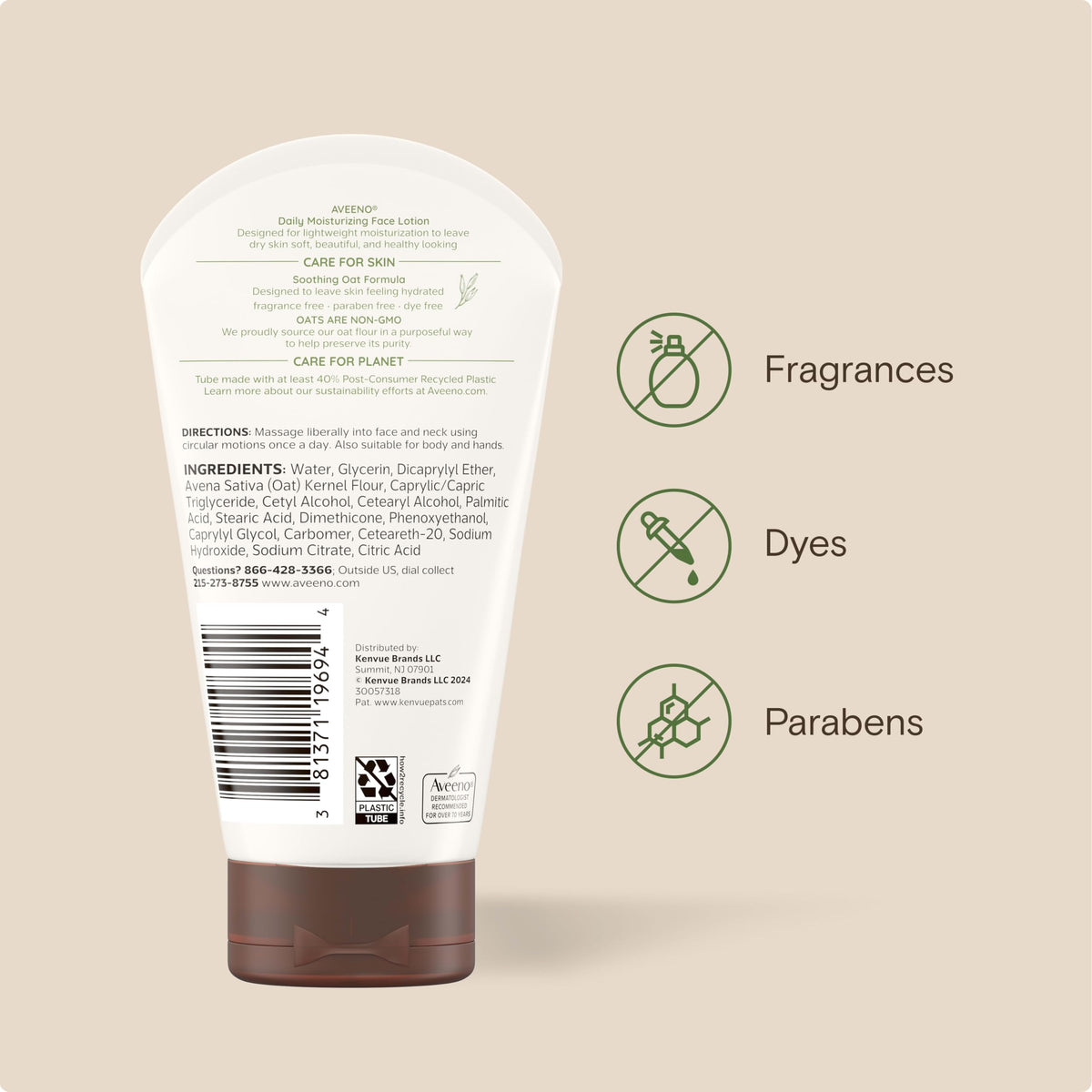 Aveeno Daily Moisturizing Face Lotion, Fragrance-Free, 5 oz Aveeno