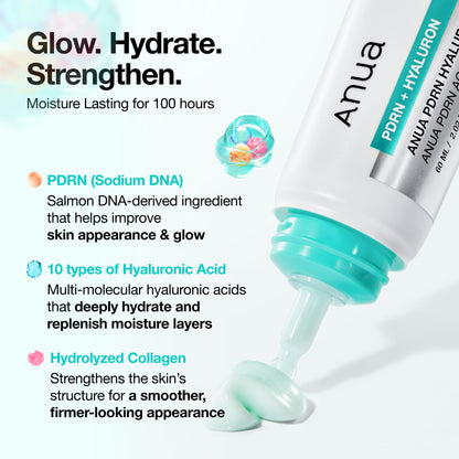 Anua PDRN Hyaluronic Acid 100 Moisturizing Cream, 2.02 fl oz ANUA