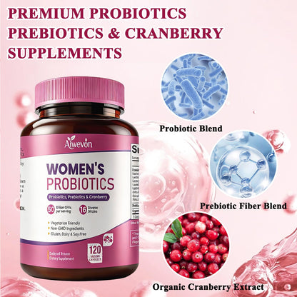 Women Probiotics 50 Billion CFU: Probiotics for Women with Prebiotics & Cranberry, 16 Strain Probiotic Supplement for Digestive Gut Health, Vaginal & Urinary Tract Support Aiwevon
