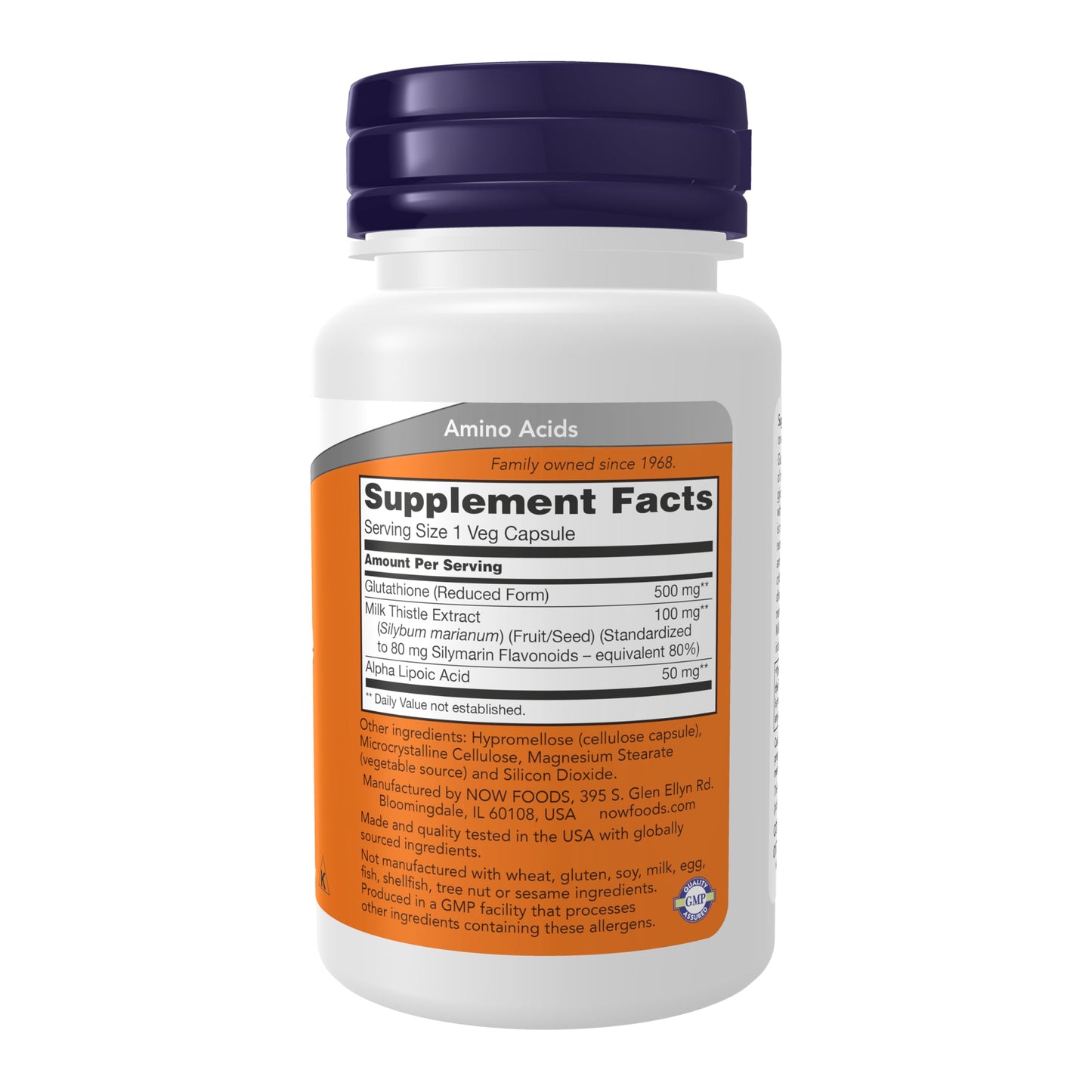 NOW Foods Supplements, Glutathione 500 mg, With Milk Thistle Extract & Alpha Lipoic Acid, Free Radical Neutralizer*, 60 Veg Capsules Gsupps Australia