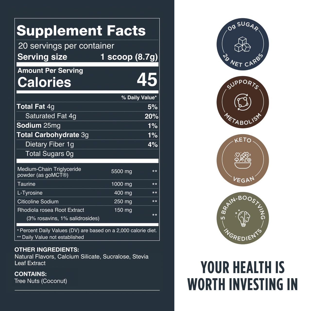 LIFESTACKS Focus Coffee Creamer for Energy & Clarity - MCT Powder + Nootropics + Adaptogens - Boost Productivity Without Jitters or Crash - Keto, Vegan, 0 Sugar - with Taurine, L-Tyrosine, Rhodiola LIFESTACKS buy australia supplements