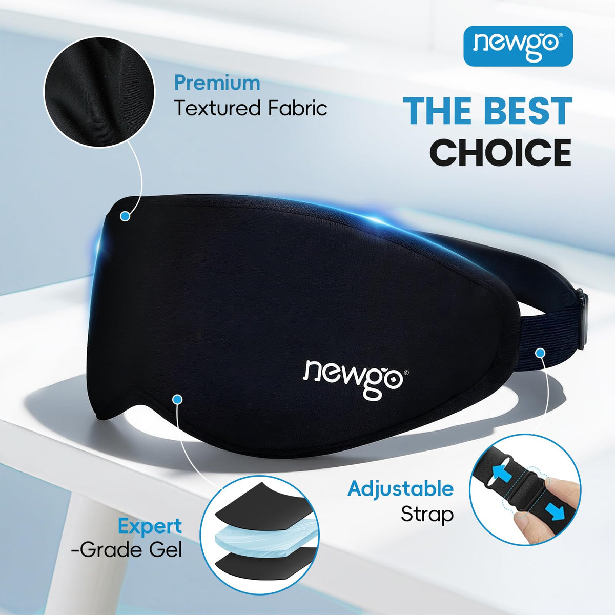 NEWGO 3D Cooling Eye Mask, Weighted Eye Mask for Sleeping, Black NEWGO