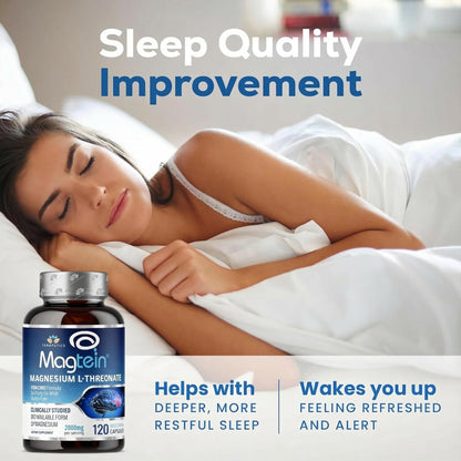 Magnesium L Threonate, Magtein, Brain Supplement for Memory, Focus, Sleep and Cognitive Support, High Absorption Magnesium L-Threonate, Non-GMO Teraputics
