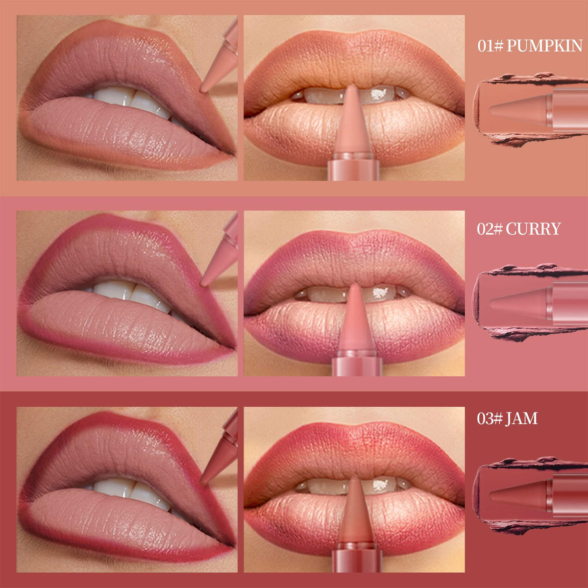 6 Pcs Gradient Lip Liner and Lipstick Combo Set - 2-in-1 Ombre Lipstick & Brown Lip Liner Duo - Waterproof, Long-Lasting, Matte Finish - Smudge-Proof, Full Coverage Lip Kit for Fuller & Plumper Lips Beauty Glazed