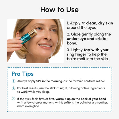 MAREE Under Eye Balm Stick with Retinol & Ceramide Complex – Facial Moisturizer for Dark Circles & Wrinkles MAREE