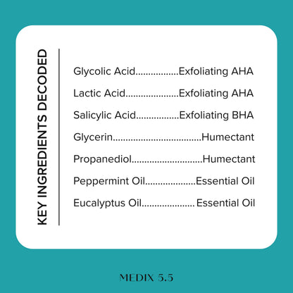 Medix 5.5 Glycolic Acid + Lactic Acid Exfoliating Body Wash Gel | KP Bump Eraser | AHA Exfoliant Skin Care Body Cleanser | Keratosis Pilaris & Acne | Anti Aging AHA Foaming Body & Face Wash, 15 Fl Oz Medix 5.5