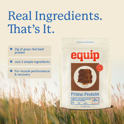Equip Foods Prime Protein Powder | Clean, Grass Fed Beef Protein Powder | Carnivore Protein Isolate | Paleo, Keto Friendly | Gluten & Dairy Free | Helps Build & Repair Tissue Equip