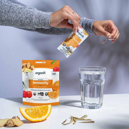 Organifi Immunity - Organic Superfood Immunity Support - 15 Single Serve Packets - Immunity Powder for T Cell Production and Upper Respiratory Health - Mushroom Beta Glucans, Vitamin C, D and Zinc Gsupps Australia