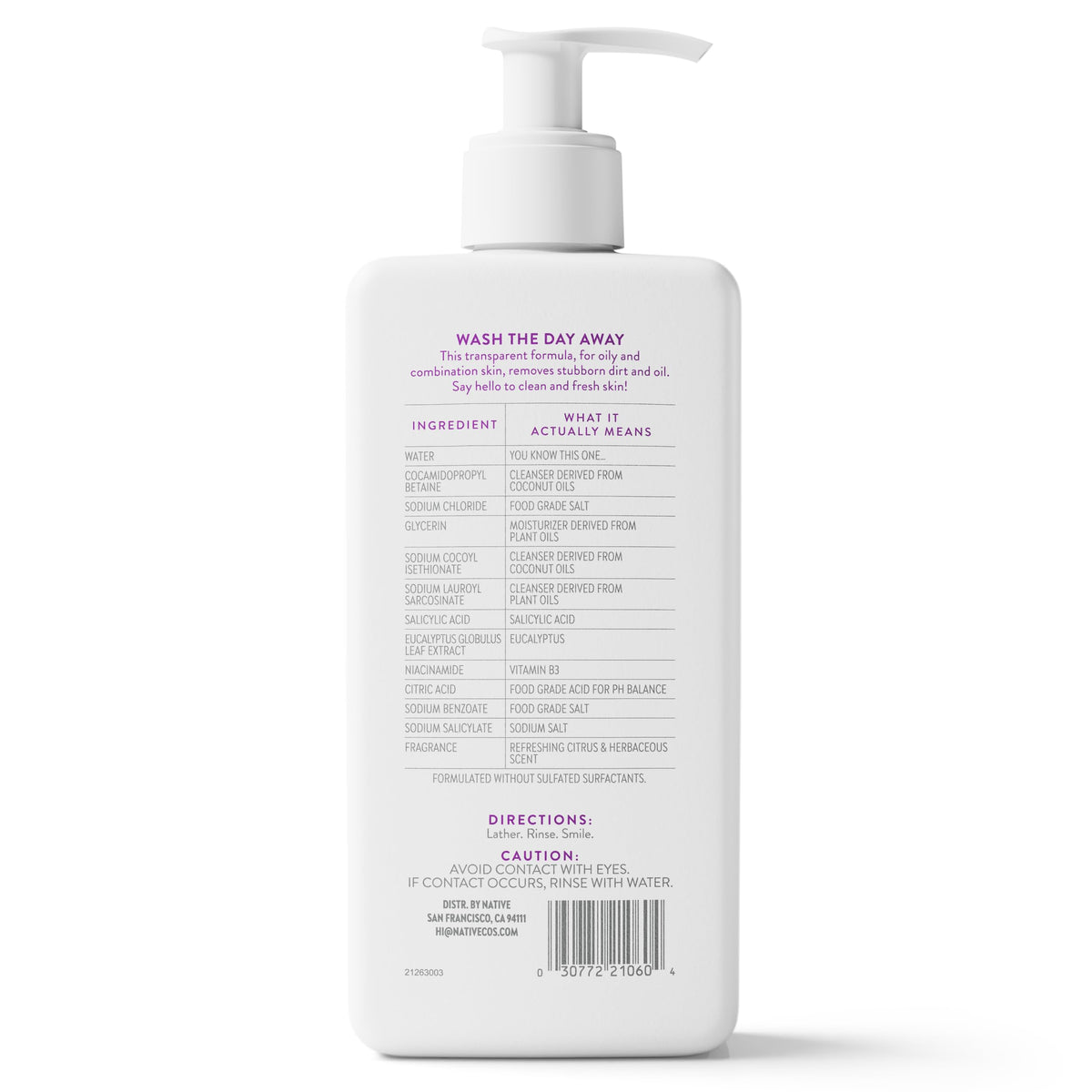 Native Deep Cleansing Facial Cleanser, for Oily to Combination Skin, Sulfate Free, with Salicylic Acid and Eucalyptus, Dermatologist Tested, 12.5 FL Oz Native