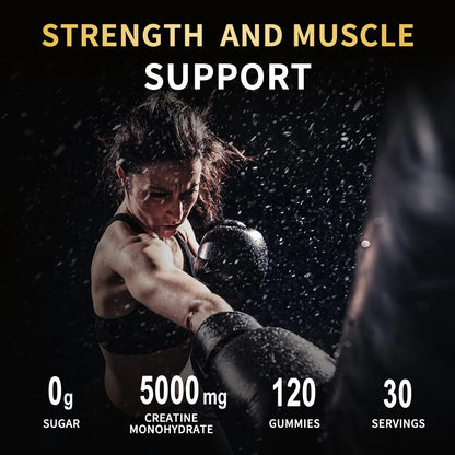 OUYIYUA Creatine Monohydrate Gummies 5000mg for Men & Women - Sugar Free Pre-Workout Supplement, Chewables for Muscle Strength, Muscle Builder, Energy Boost, OUYIYUA