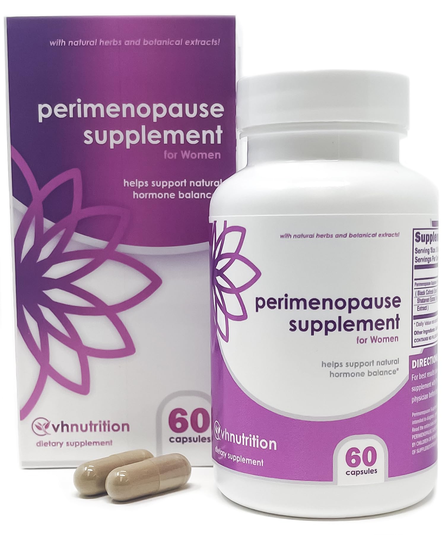 VH Nutrition Perimenopause Supplement for Women | Hot Flash, Mood, and Menstruation Cycle Support | 100% Herbal Formula: Black Cohosh, Vitex, & Shatavari. No Additives, or Fillers VH Nutrition buy australia supplements