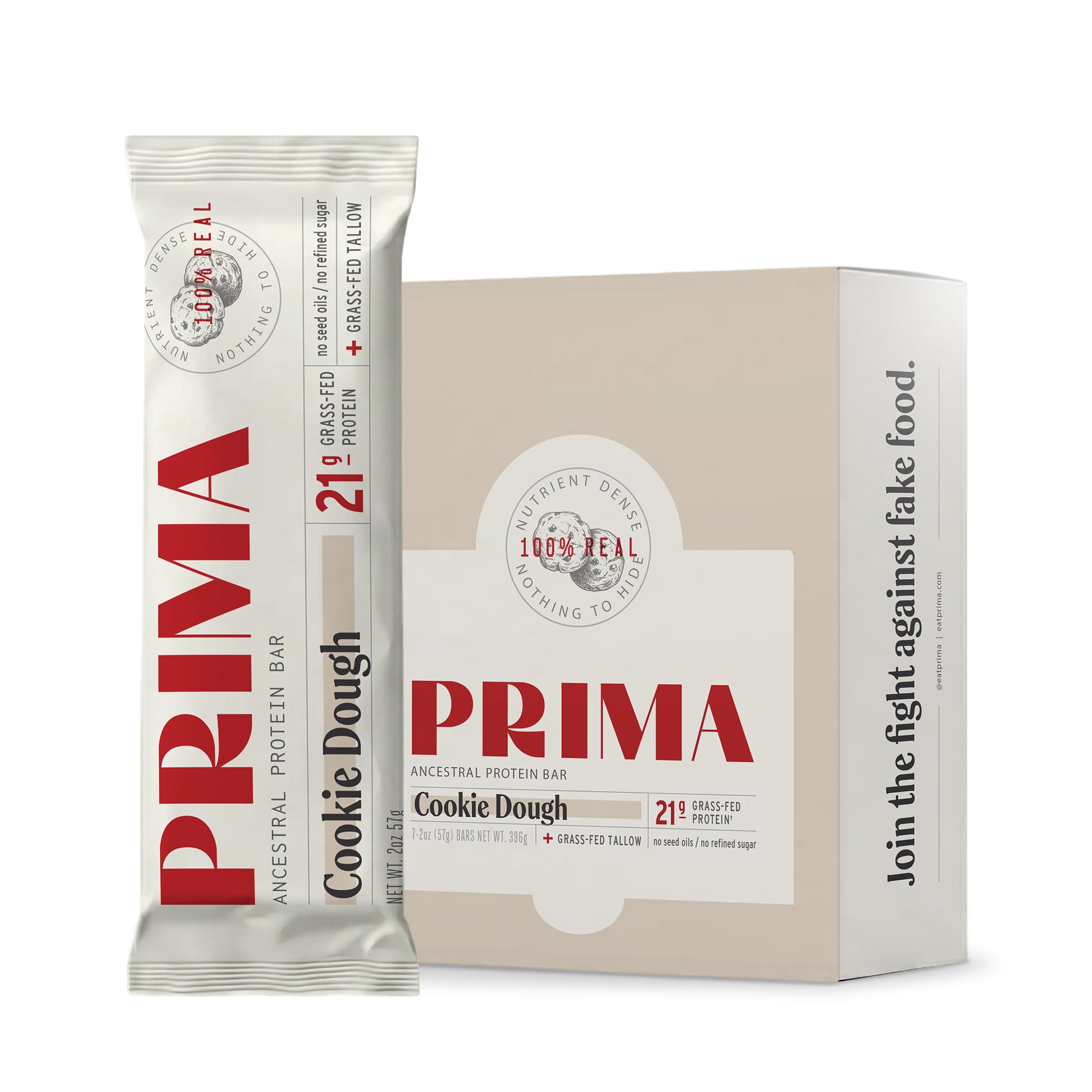 PRIMA Cookie Dough Protein Bar | 21g Grass Fed Whey and Collagen | No Seed Oils, No Preservatives, Raw Honey Sweetened | 7 Pack PRIMA ANCESTRAL PROTEIN BAR buy australia supplements