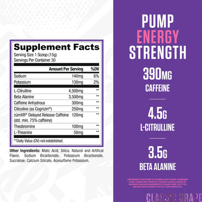 RYSE Loaded Pre Workout Powder - Strawberry Squeeze - Daily Pre-Workout for Men & Women with 390mg Caffeine, Beta Alanine, and Citrulline for Pump, Focus, and Energy - 30 Servings