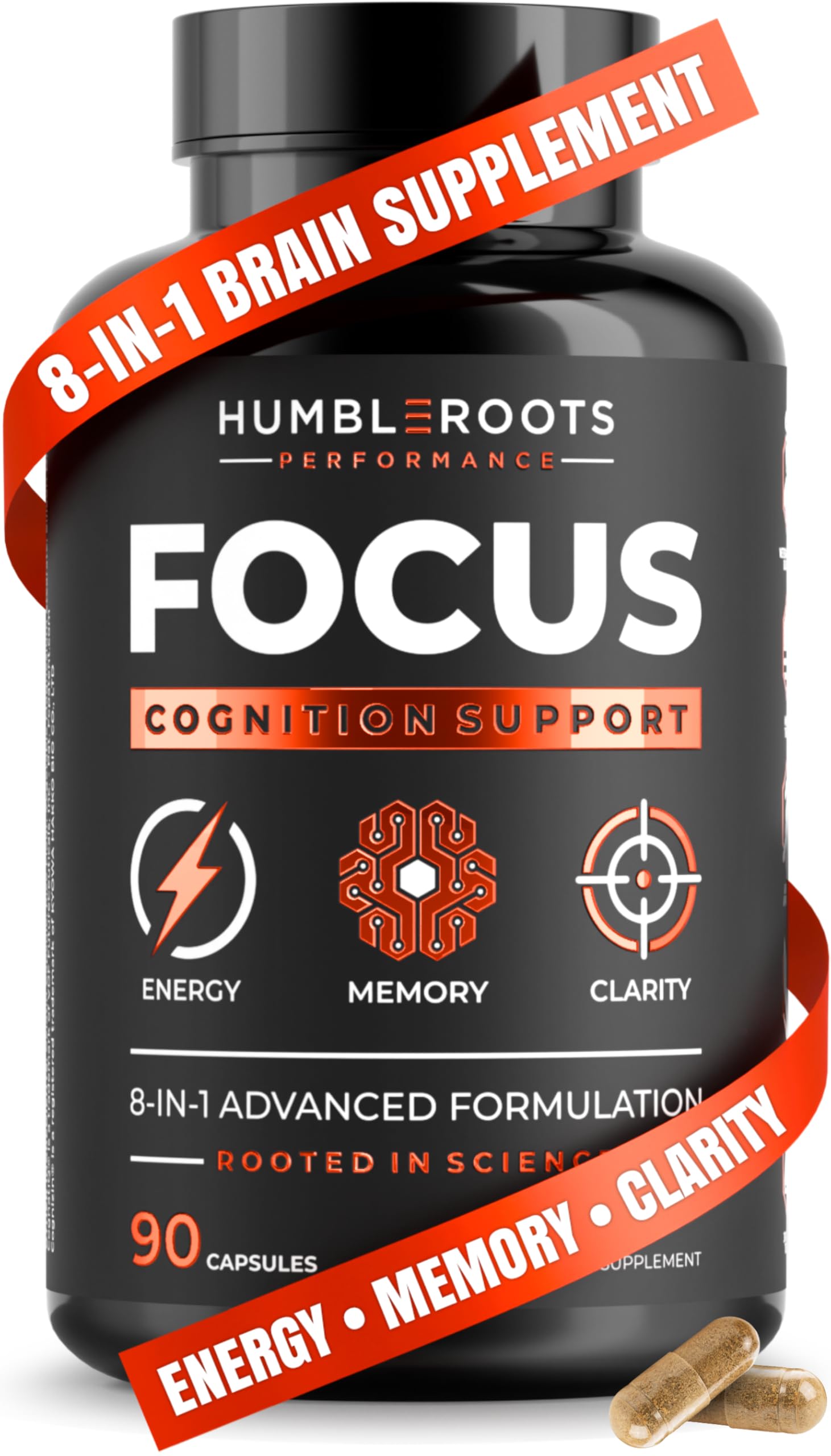 Advanced Nootropic Brain Supplement for Energy, Memory, & Focus | Lion's Mane, Caffeine, L-Theanine, and 5 Additional All-Natural Ingredients to Improve Cognitive Health (90 Capsules) HUMBLEROOTS PERFORMANCE buy australia supplements