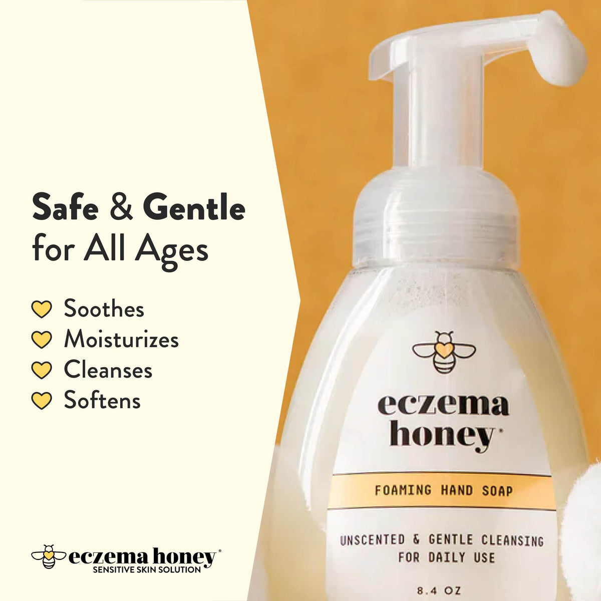 ECZEMA HONEY Gentle Foaming Hand Soap, Non-Toxic Unscented Soap (8.4 Oz) ECZEMA HONEY