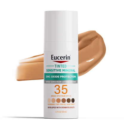 Eucerin Tinted Sensitive Mineral Face Sunscreen Lotion, SPF 35, 1.7 FL OZ Eucerin