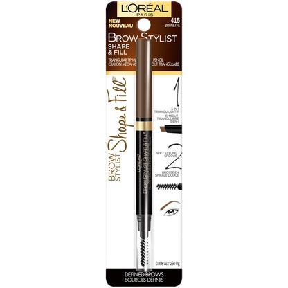 L'Oreal Paris Brow Stylist Shape & Fill Mechanical Eye Brow Makeup Pencil, Brunette, 0.008 oz. L'Oreal Paris