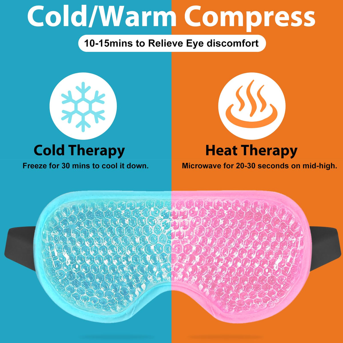 BeeVines Gel Eye Mask, Cooling Ice Masks for Puffy Eyes (2 Pack) BeeVines