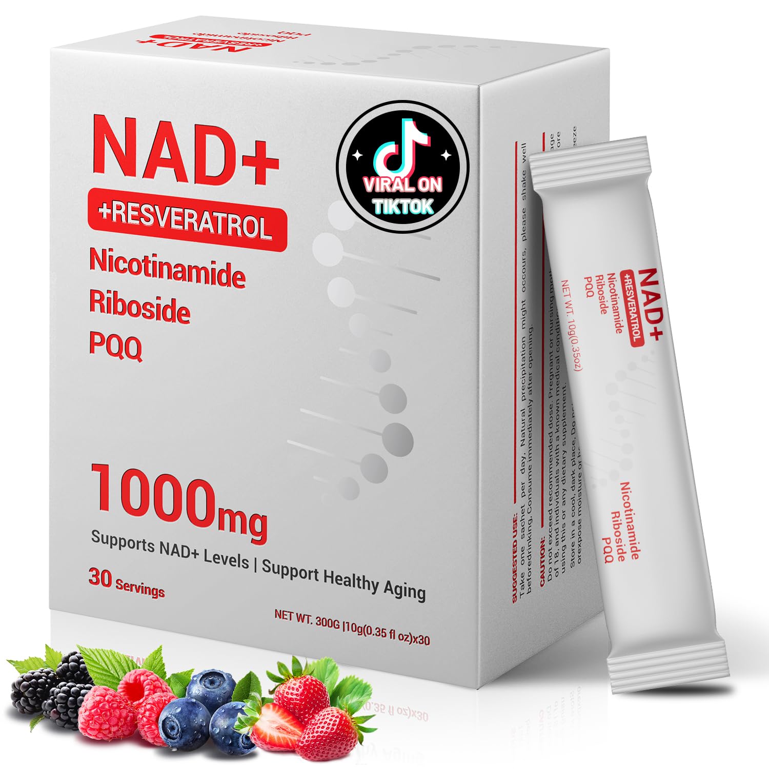 NAD Supplement 1000mg with Resveratrol Pure Organic Liquid Packets - Nicotinamide Riboside Supplements with PQQ - Liposomal NAD+ Berry Flavor Drink - Cellular Energy & Anti-Aging Support, 30 Packs YYURAURB buy australia supplements