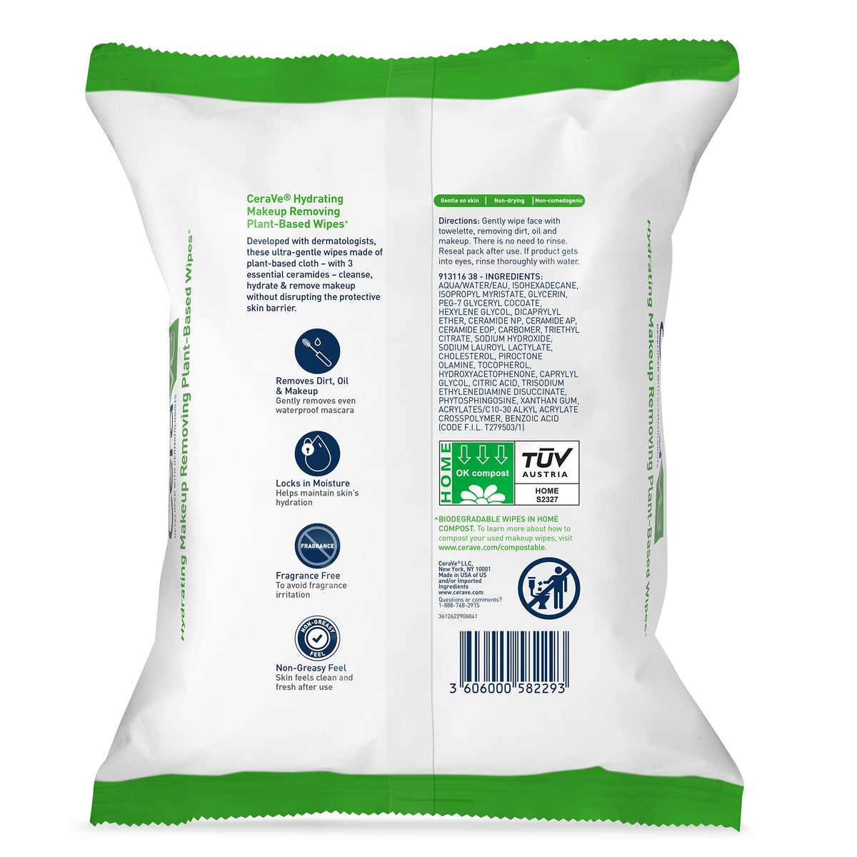 CeraVe Makeup Remover Wipes, Plant Based Face Wipes with Glycerin, 25ct CeraVe